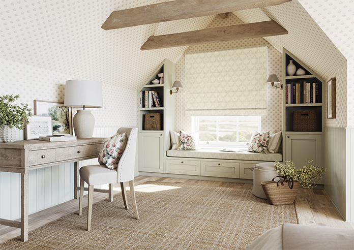 Trellis Prints, Vine and Bloom Romsey Bud Green - Twist&Fit Roman Blind - Image 6